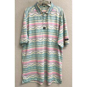 Bad Birdie Polo Mens Large Salty Savage Aztec Pastel Golf Shirt Southwest